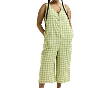 Lucy & Yak Finn Ramble Green Gingham Jumpsuit Coveralls Womens Size US 12 UK 16